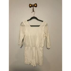 Anthropologie Lilka Women's White Usoa Eyelet Short Sleeve Romper - Size XS